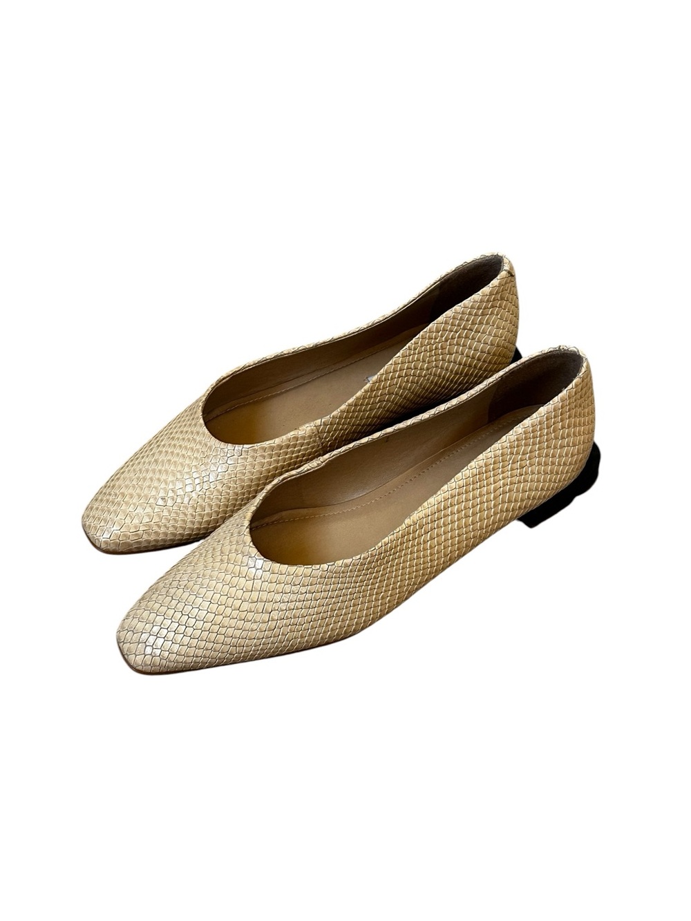 Saks Fifth Ave Snakeskin Embossed Leather Ballet Flats Minimalist Quiet Luxury